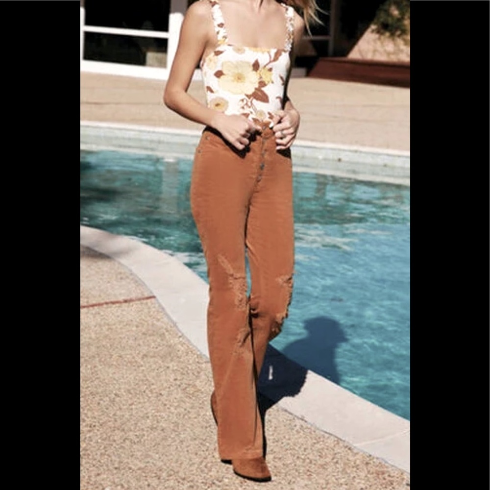 Corduroy Flare Pants khaki color size M (fits size 6)